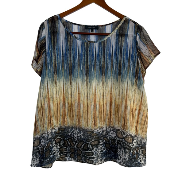Karen Kane Tops - Karen Kane XL Abstract Ombre Snake Print Shear Blouse Top Boho Chic Mande in USA